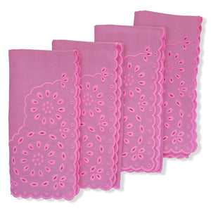 Pink Eyelet Dinner Napkins (4) Pink & White Chefanie 