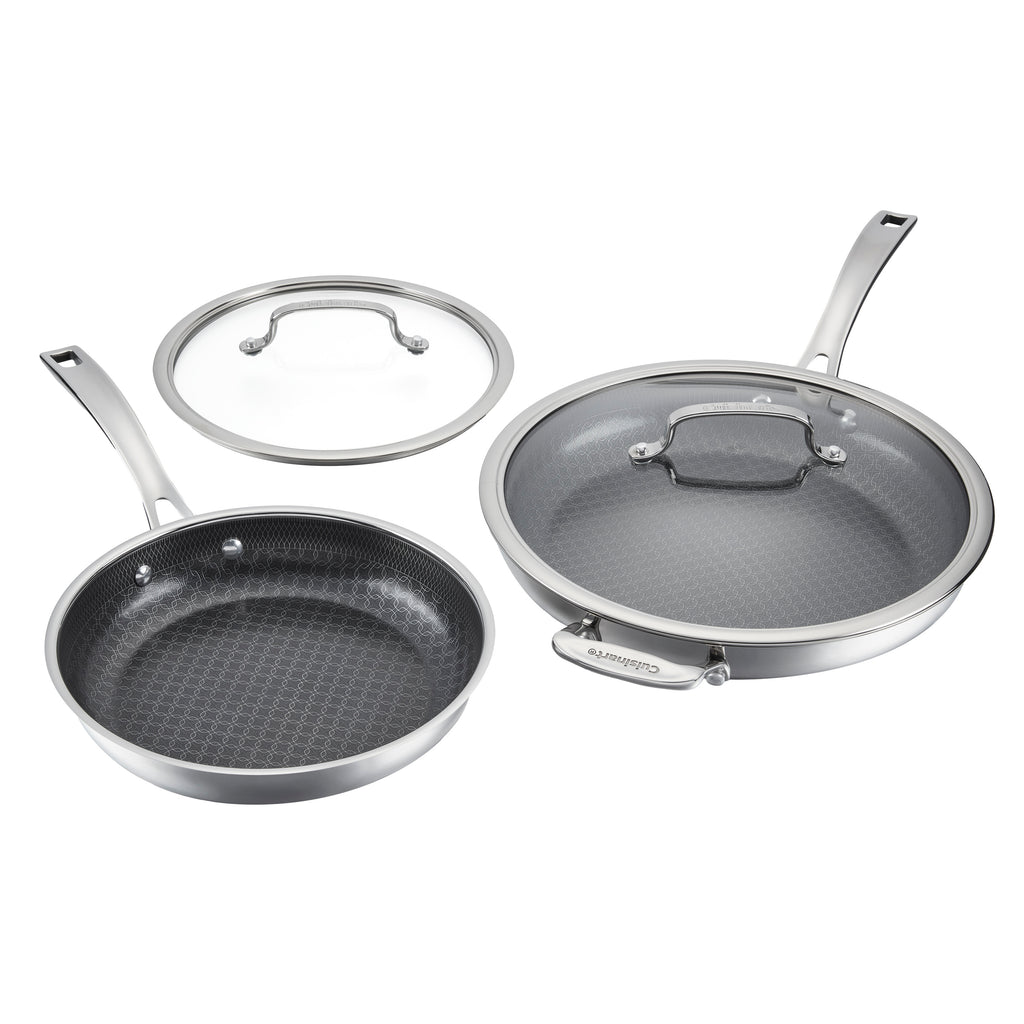 4-Piece Skillet Set – 10" with Cover & 12" with Cover in Stainless Steel