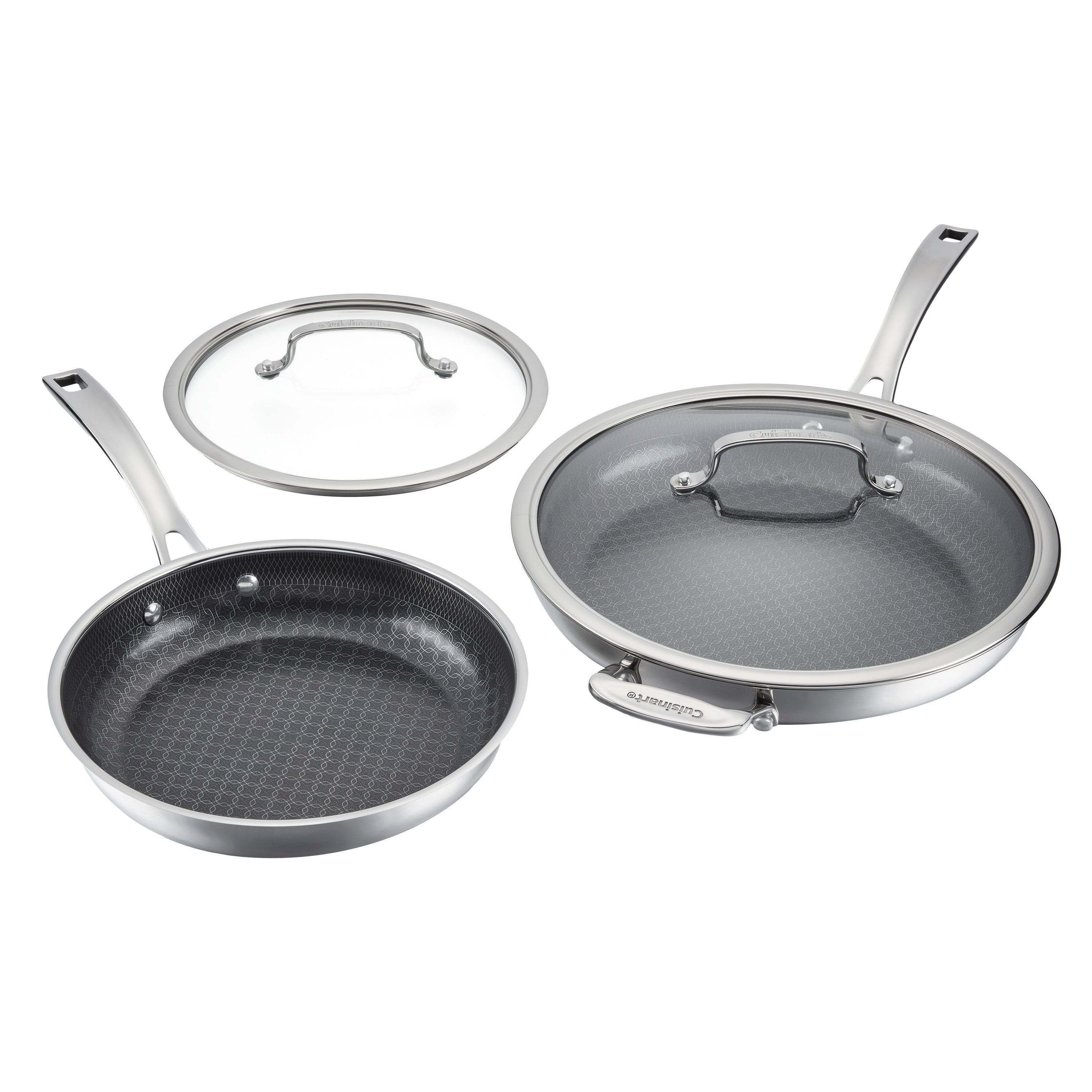 4-Piece Skillet Set – 10" with Cover & 12" with Cover in Stainless Steel