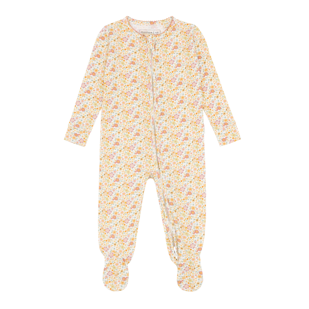 Baby Marigold Floral Pima Footie