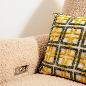 Sunday Power Recliner and Swivel Glider in Chai Shearling with Dark Wood Base