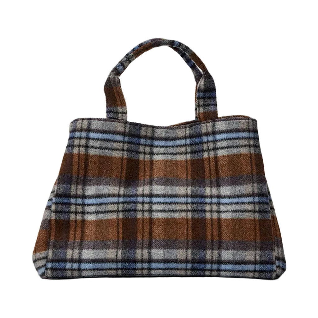 Plaid Airplane Tote - Brown Combo