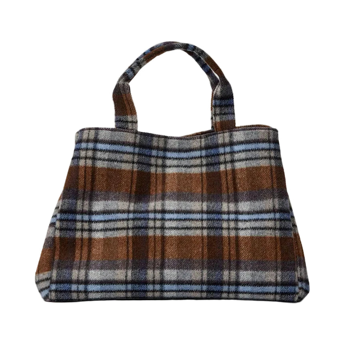Plaid Airplane Tote - Brown Combo