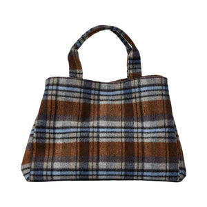 Plaid Airplane Tote - Brown Combo