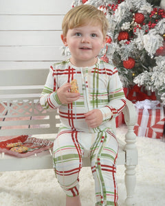 Plaid Bamboo Romper Pajamas, Soft bamboo pajamas kids, toddler pjs