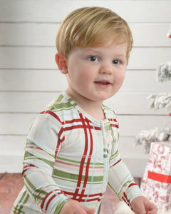 Plaid Bamboo Romper Pajamas, Soft bamboo pajamas kids, toddler pjs