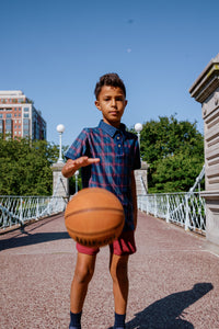Plaid Polo Shirt in Navy & Maroon