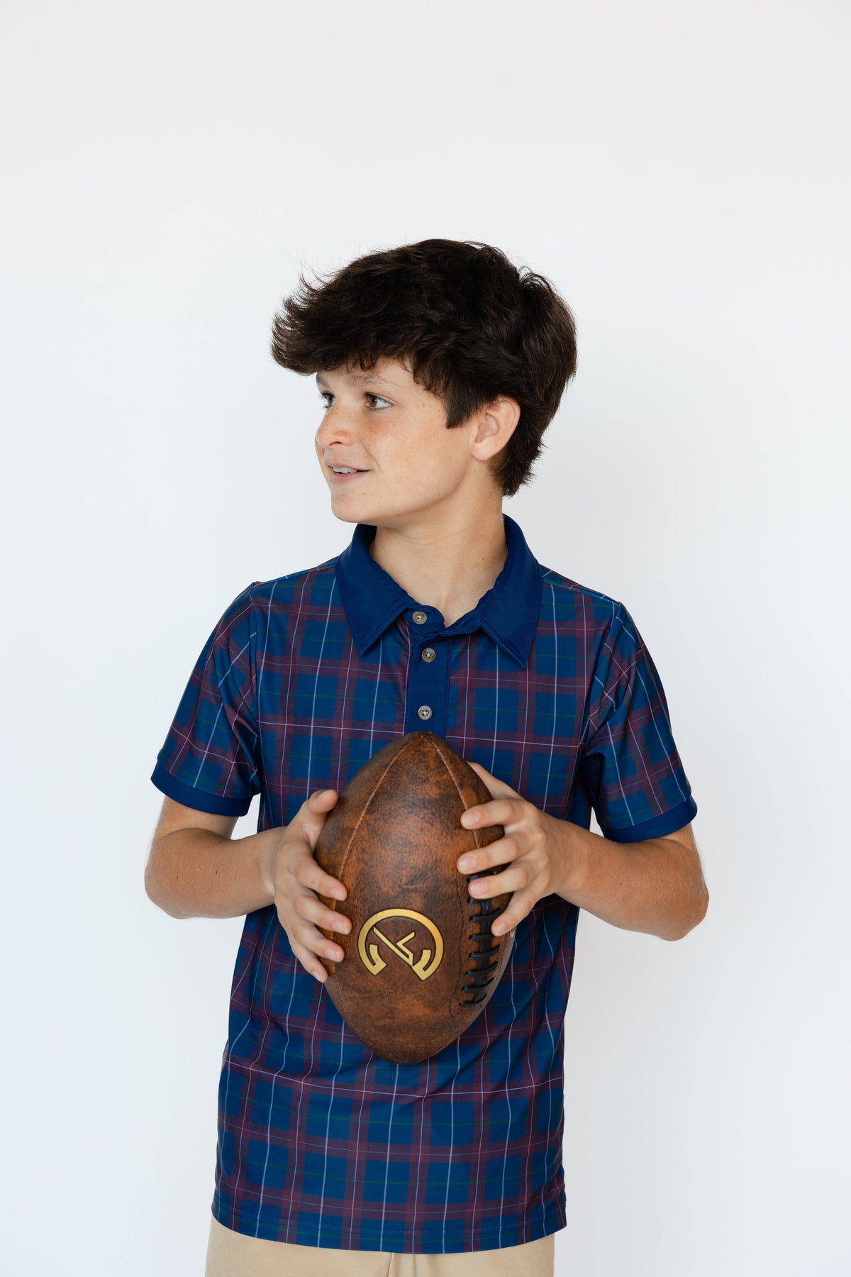 Plaid Polo Shirt in Navy & Maroon