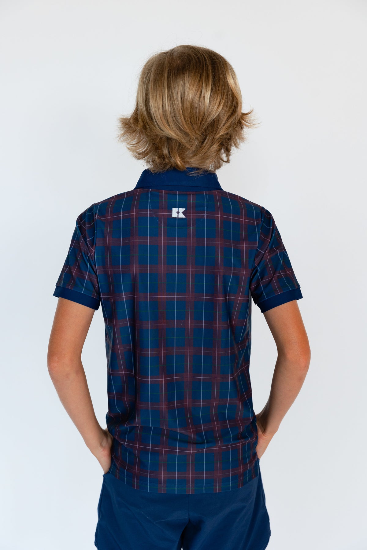 Plaid Polo Shirt in Navy & Maroon
