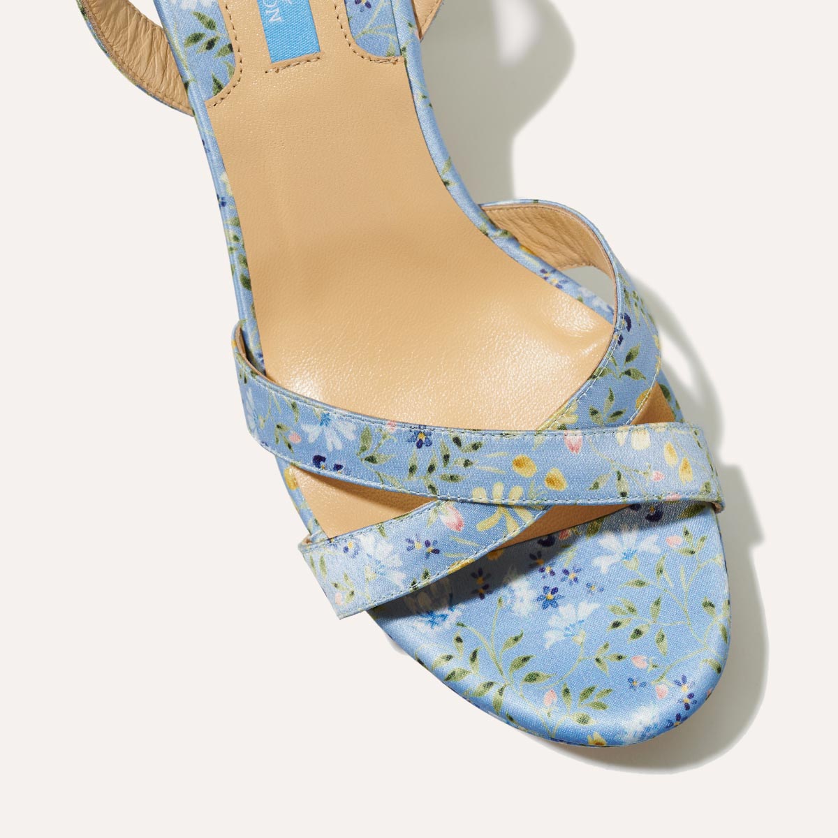 OTM Exclusive: The Platform Sandal in Riley Sheehey Blue Floral Satin