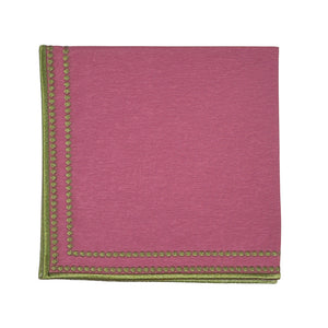 Plum luxury embroidered napkin with sage embroidery