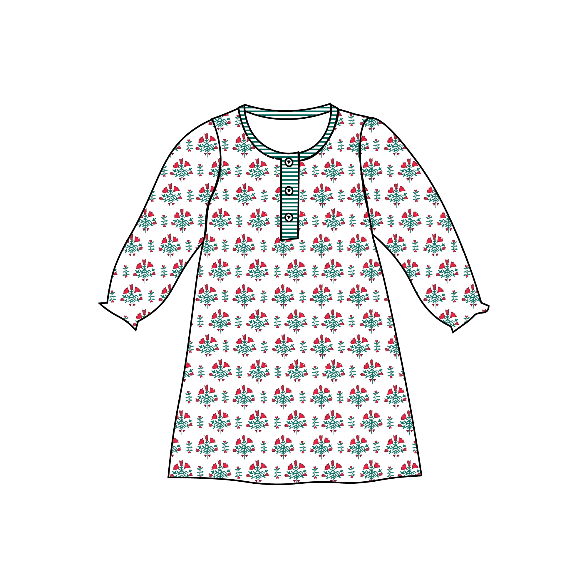 Poinsettia Block Girls Tess Lounge Dress