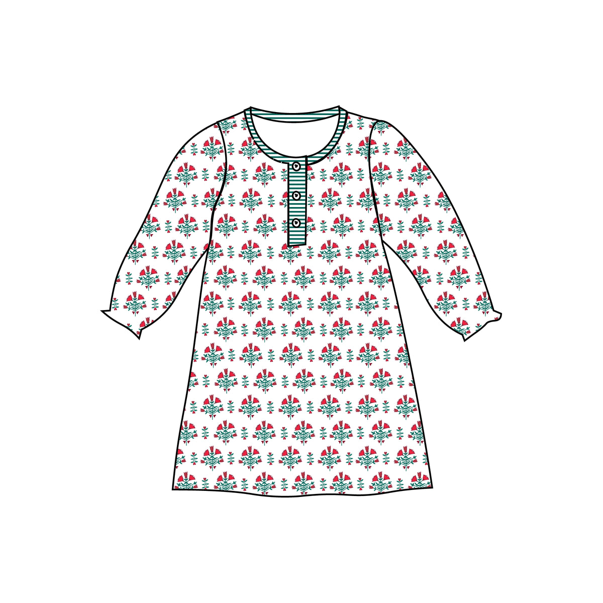 Poinsettia Block Girls Tess Lounge Dress