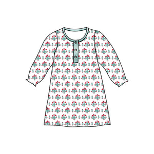 Poinsettia Block Girls Tess Lounge Dress
