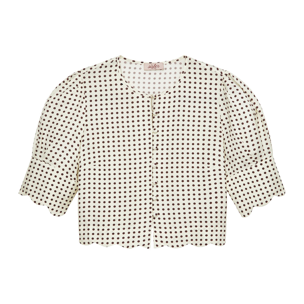 Scalloped Top in Polka Dot