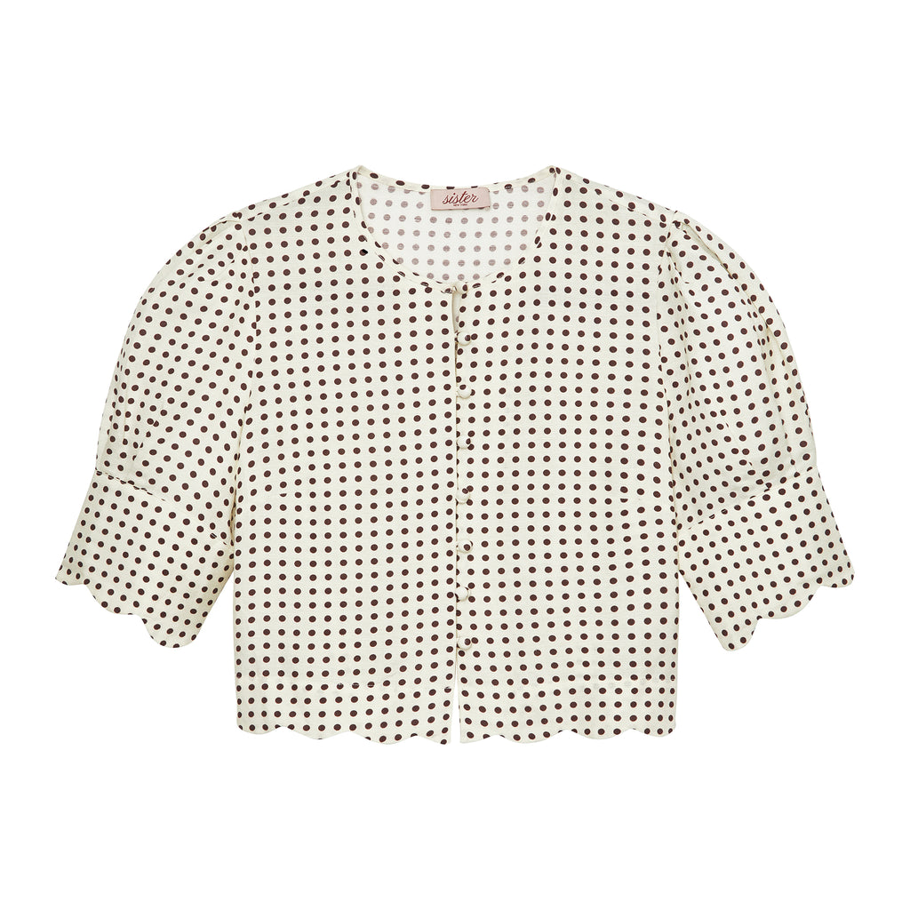 Scalloped Top in Polka Dot