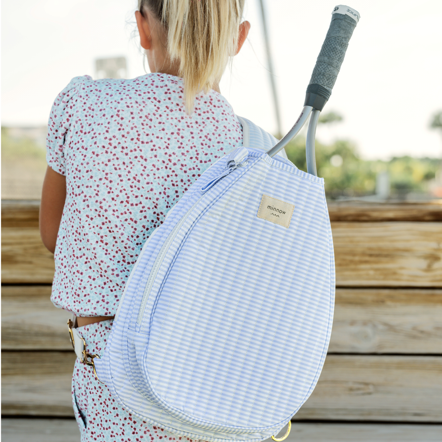 Power Blue Stripe Coated Tennis Bag