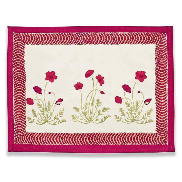 Poppies Mats in Red & Green, Set of 6