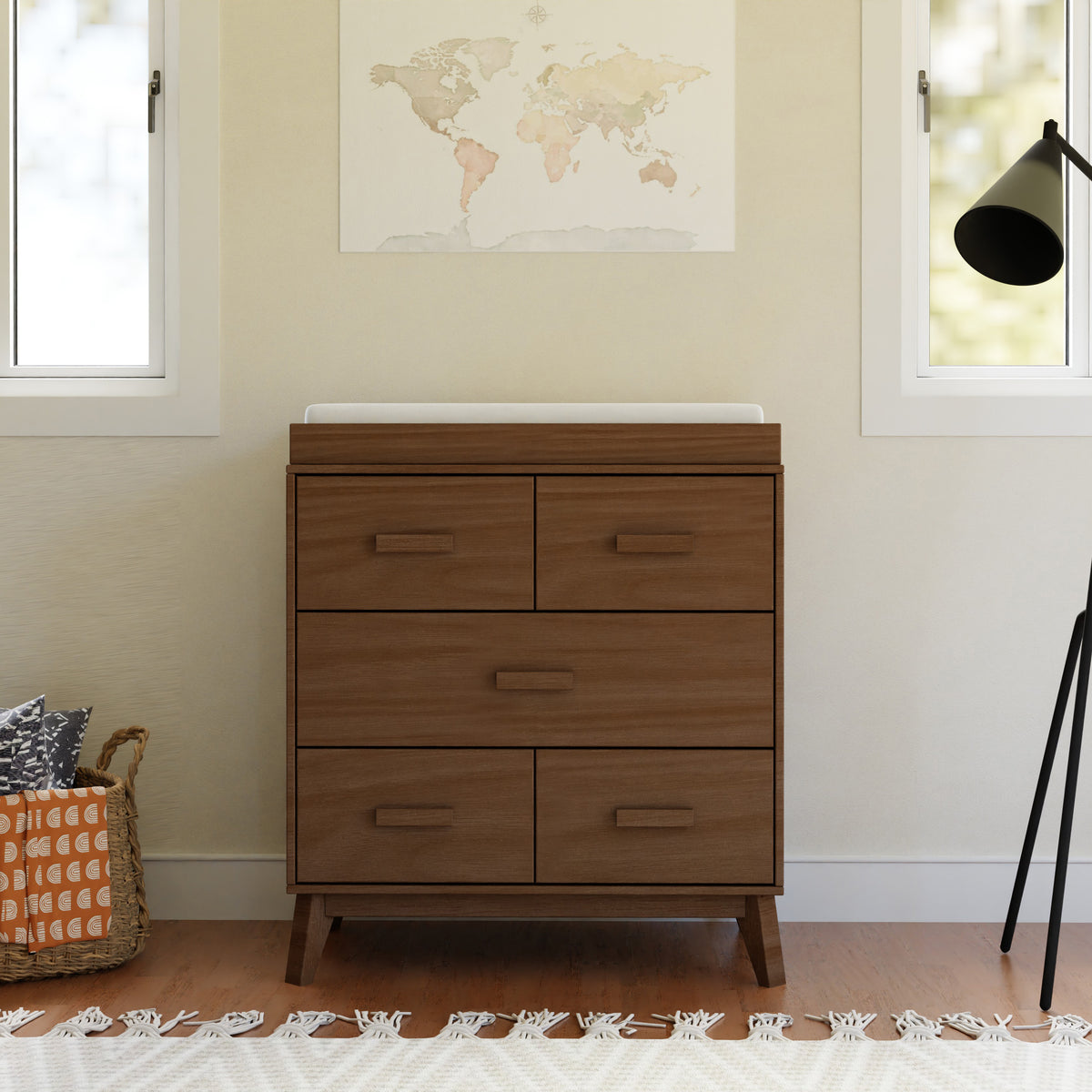Scoot 3-Drawer Changer Dresser with Removable Changing Tray in Natural Walnut