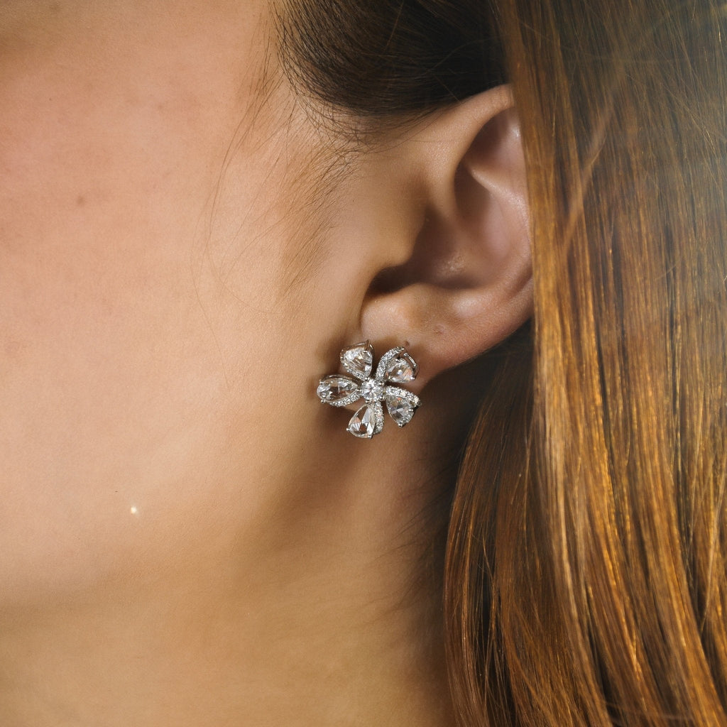 Primavera Flower Diamond Studs - Jewelry - RUCHI New York