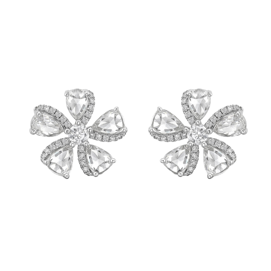 Primavera Flower Diamond Studs - Jewelry - RUCHI New York