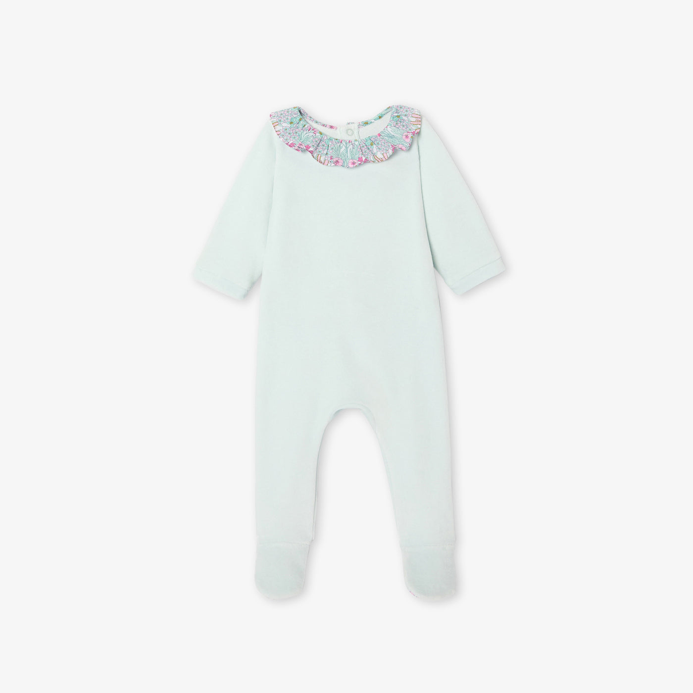 Baby girl velvet pajamas - aqua
