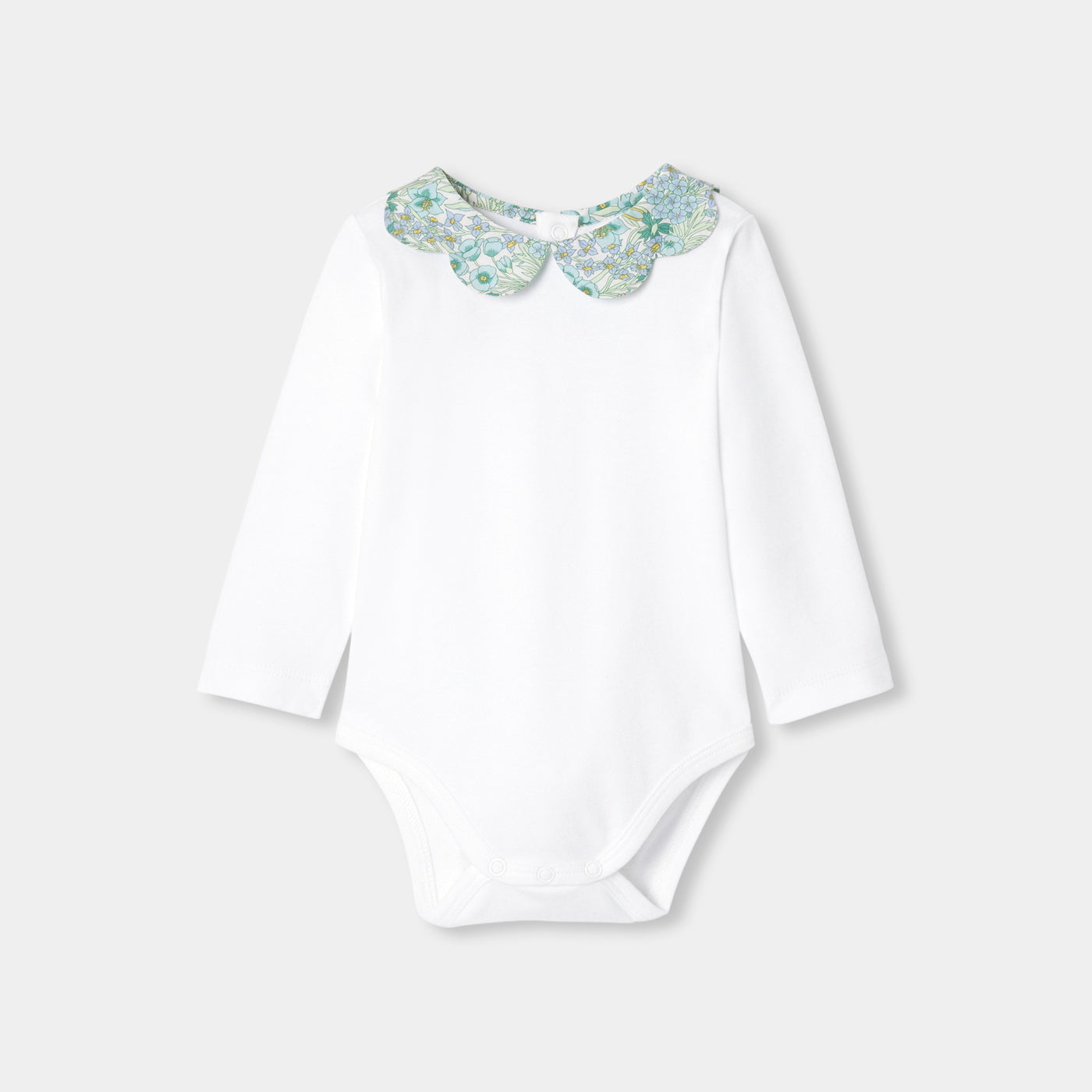 Baby girl bodysuit with Liberty fabric collar - jacadi white