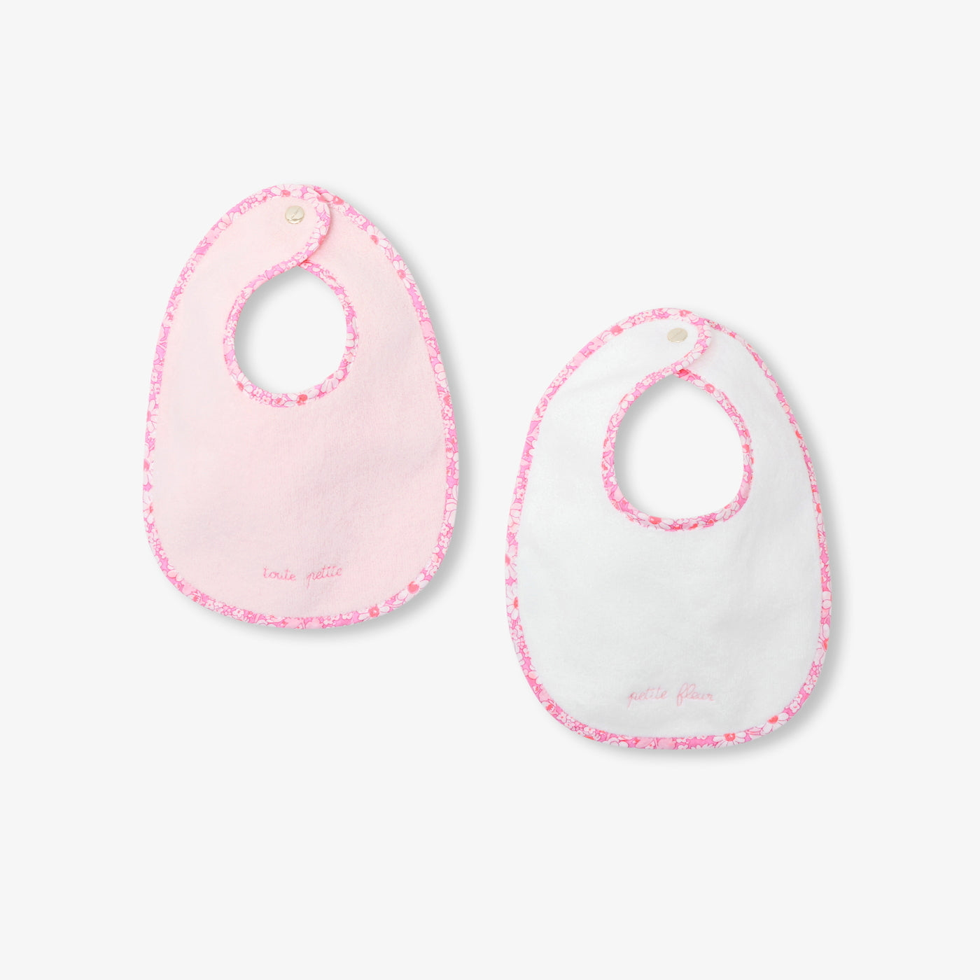 Baby girl set of 2 terry cloth bibs - pink/multicolour