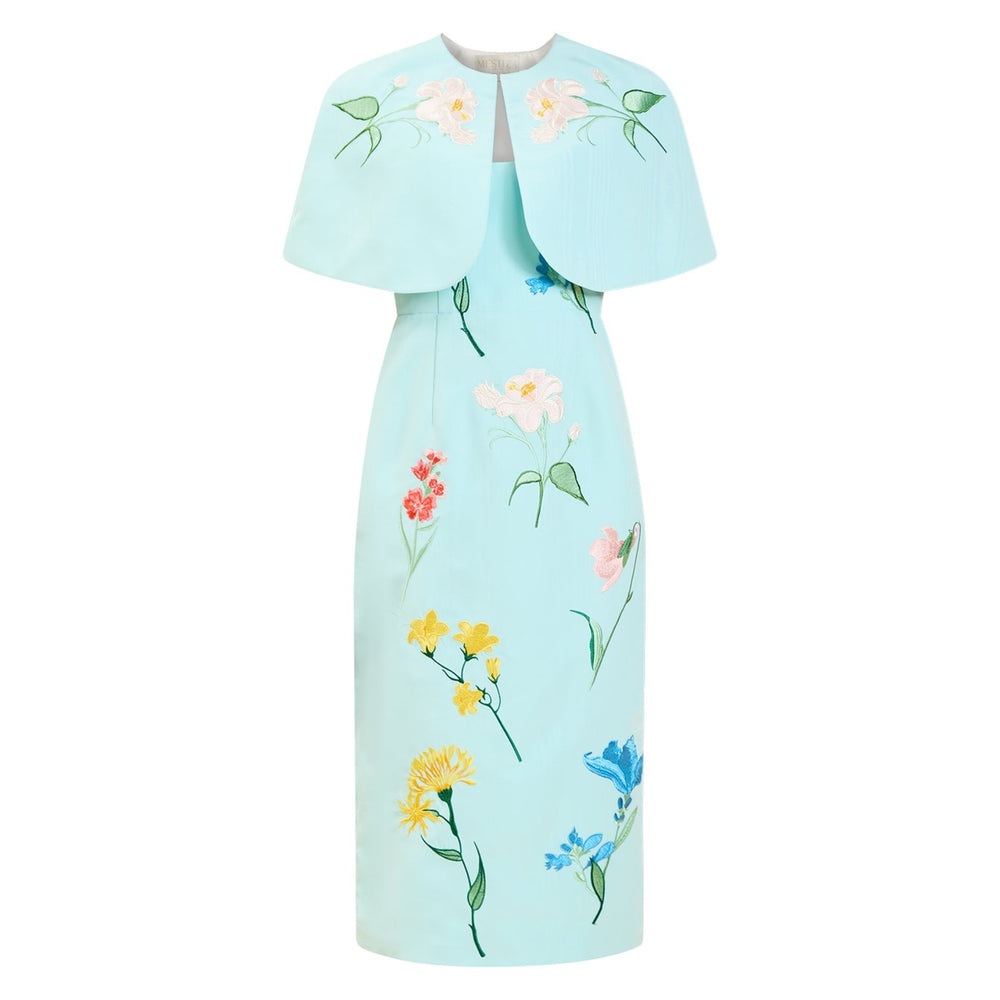 Promenade Embroidered Capelet in Blue Waltz