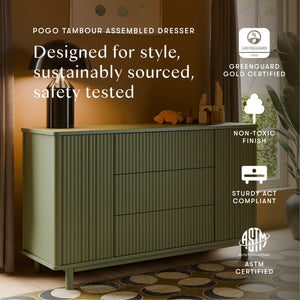 Pogo Tambour Assembled Dresser in Olive