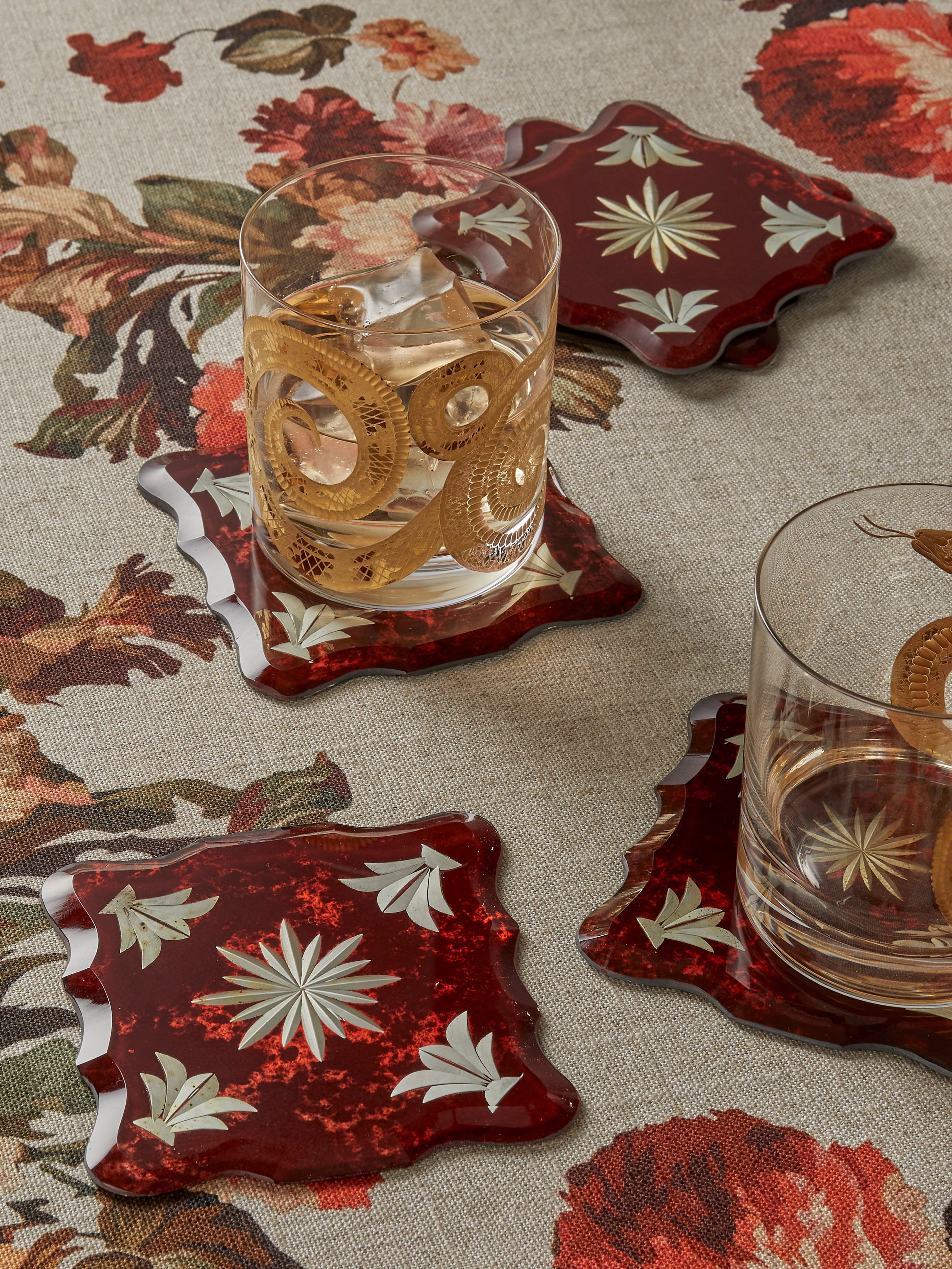 Borgo delle Tovaglie Firenze Curio Mio Mirrored Glass Coasters (Set of 6)