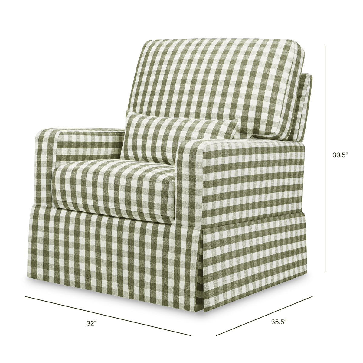 Crawford Pillowback Comfort Swivel Glider in Moss Green Gingham