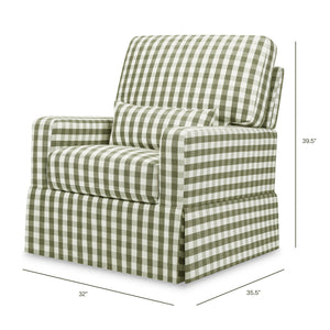 Crawford Pillowback Comfort Swivel Glider in Moss Green Gingham