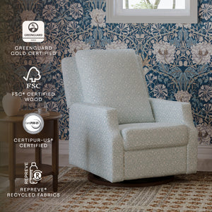 Morris & Co. x Namesake Crewe Recliner and Swivel Glider Bellflowers in Powdered Blue