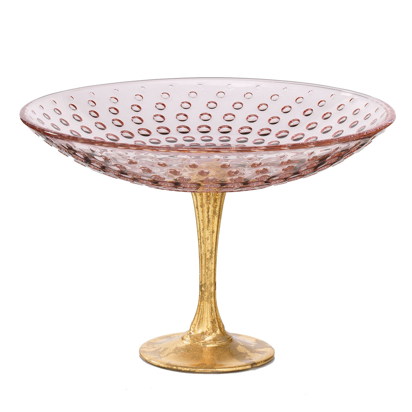 Astra Pink & Gold Leaf Pedestal Centerpiece Bowl