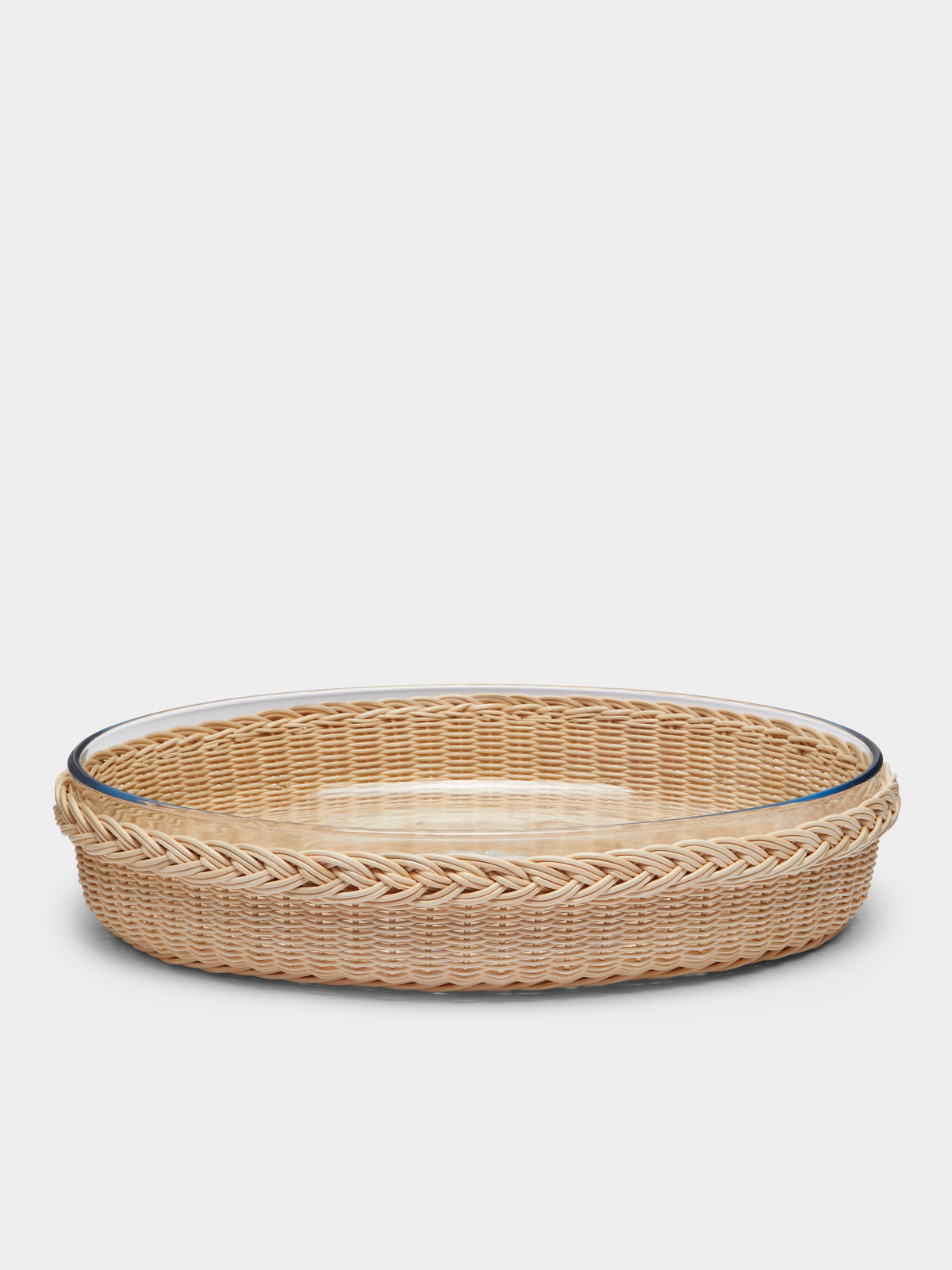 Camelia Handwoven Wicker and Glass Baking Dish