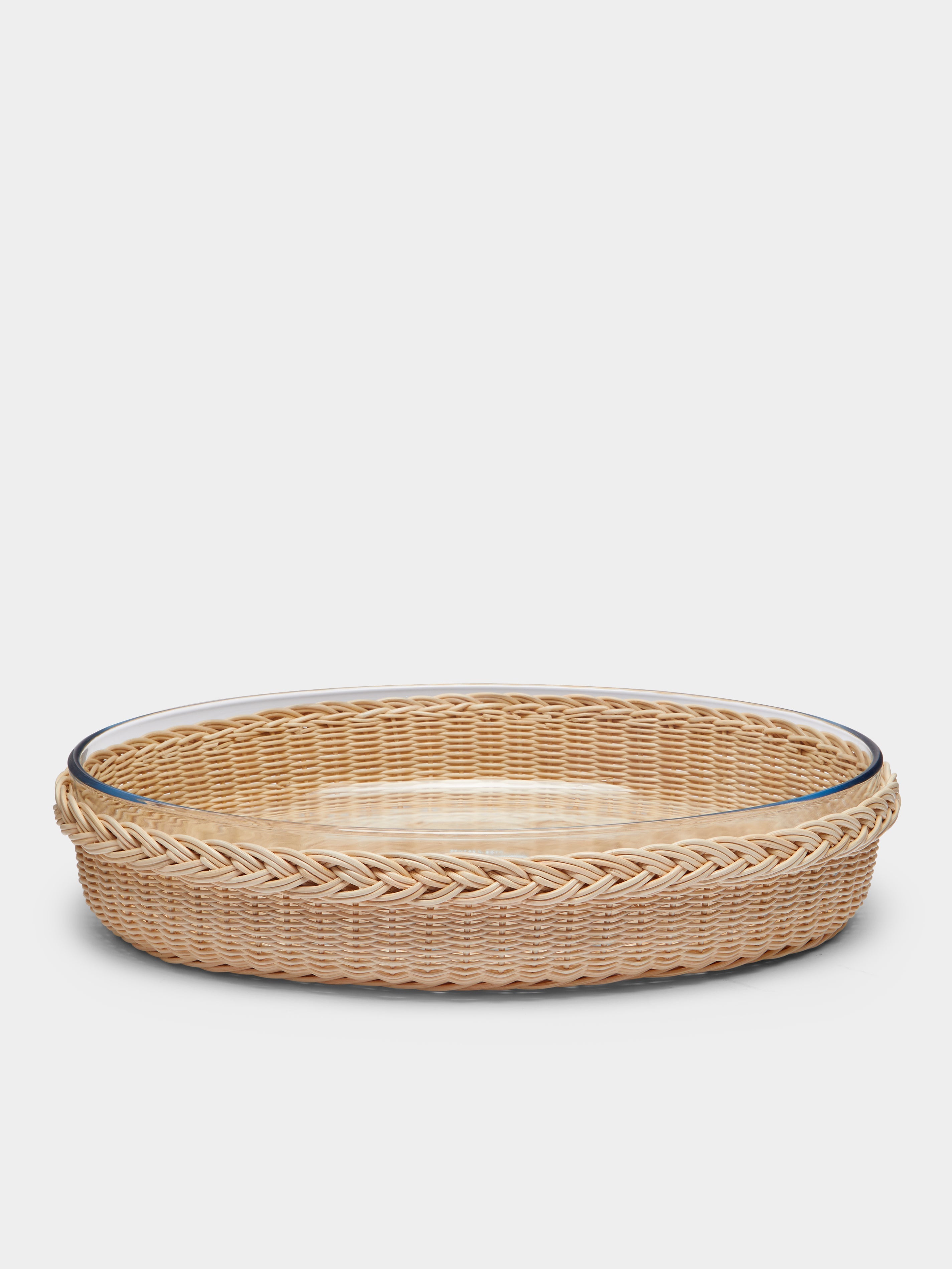 Camelia Handwoven Wicker and Glass Baking Dish
