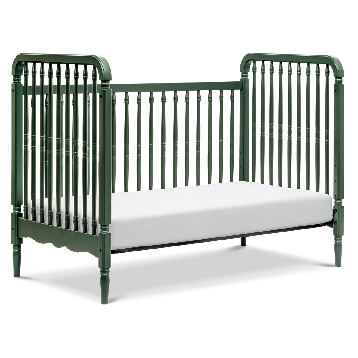 Liberty 3-in-1 Convertible Spindle Crib with Toddler Bed Conversion Kit in Forest Green