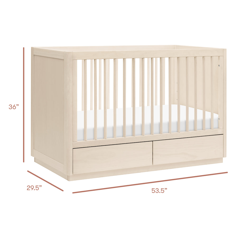 Bento 3-in-1 Convertible Storage Crib with Toddler Bed Conversion Kit in Washed Natural