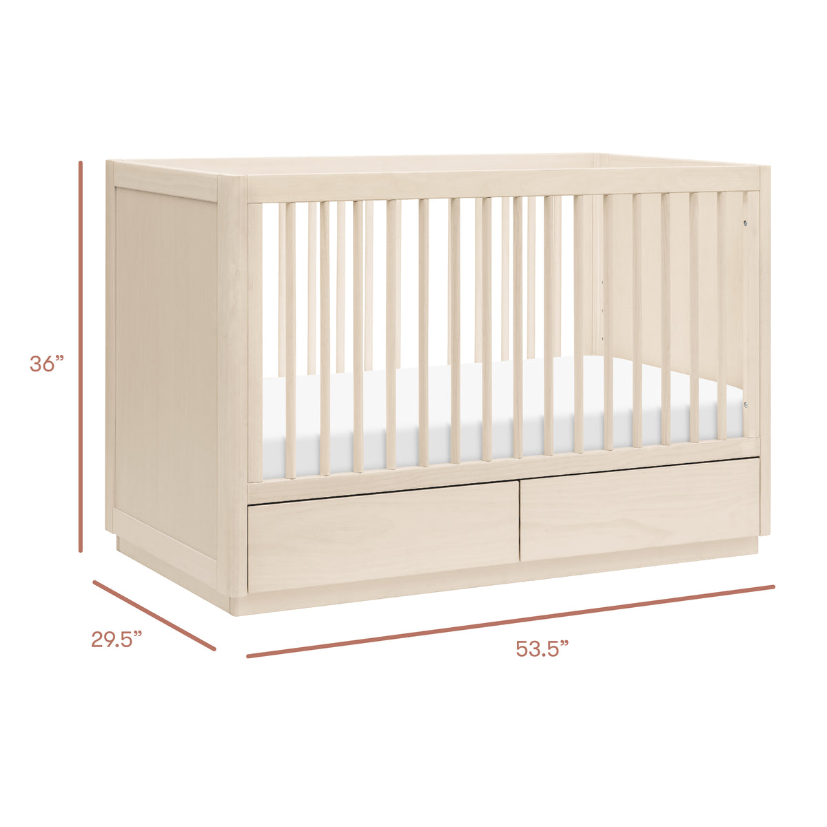 Bento 3-in-1 Convertible Storage Crib with Toddler Bed Conversion Kit in Washed Natural