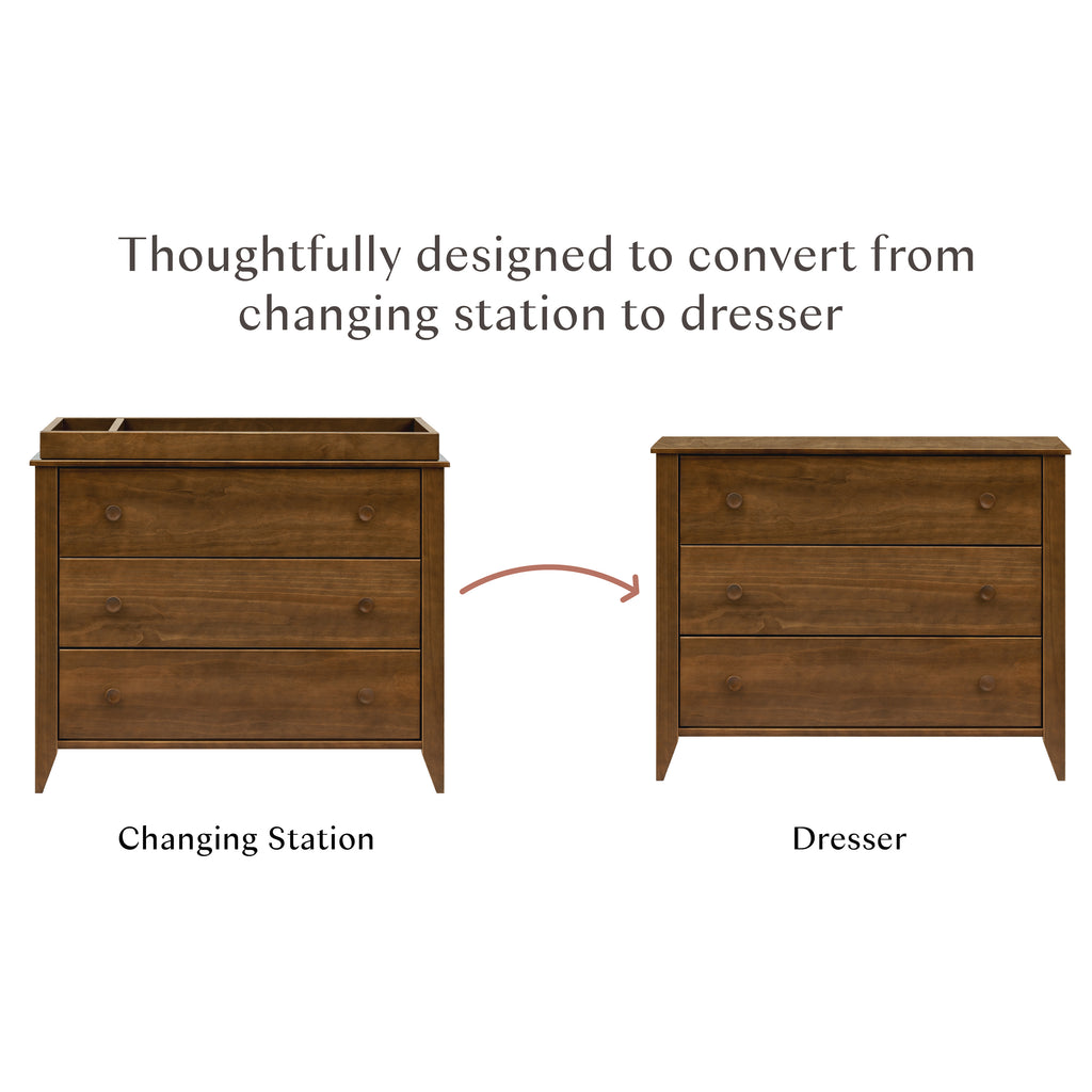 Sprout 3-Drawer Compact Changer Dresser with Removable Changing Tray (42") in Natural Walnut