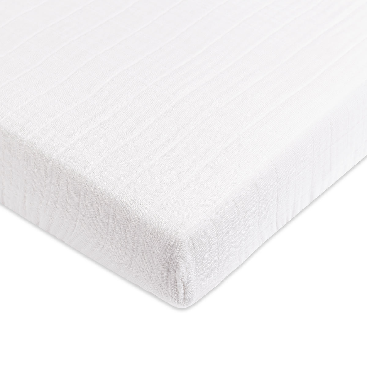 Mini Crib Sheet in GOTS Certified Organic Muslin Cotton in White
