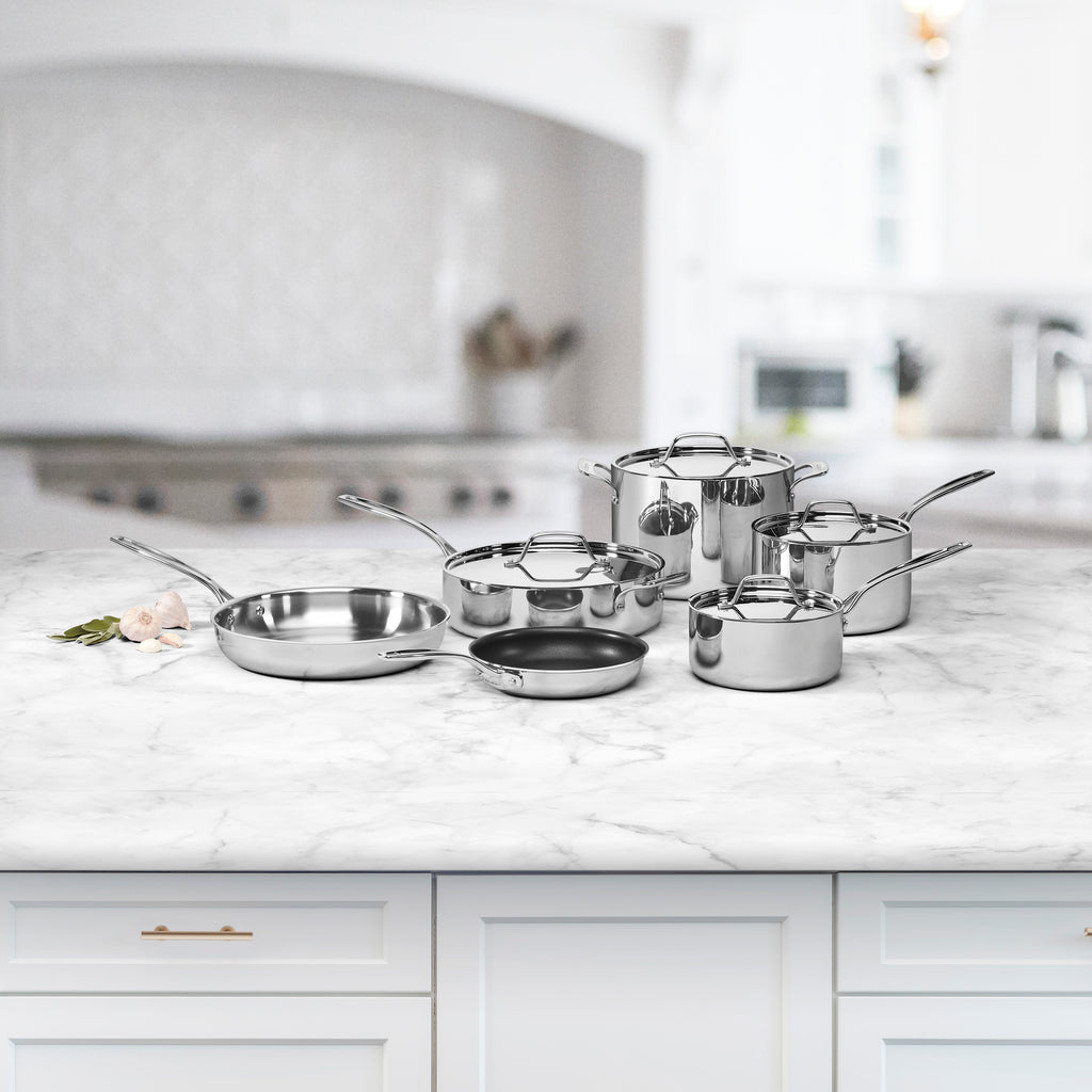 Custom-Clad 5-Ply Stainless Steel 10 Piece Cookware Set in Stainless Steel