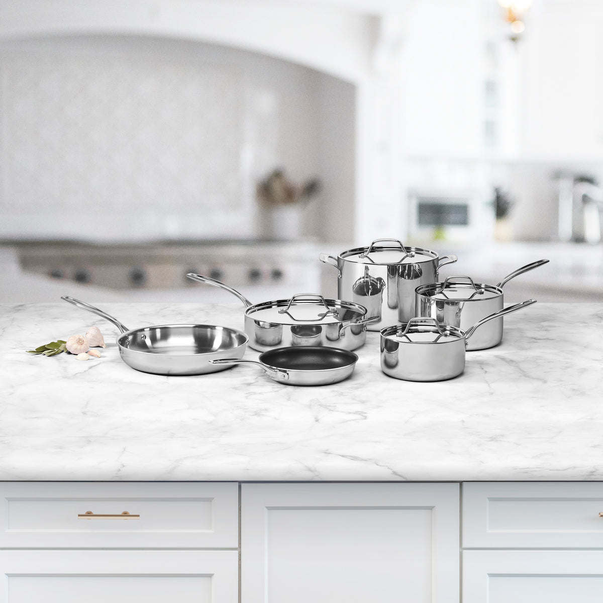 Custom-Clad 5-Ply Stainless Steel 10 Piece Cookware Set in Stainless Steel
