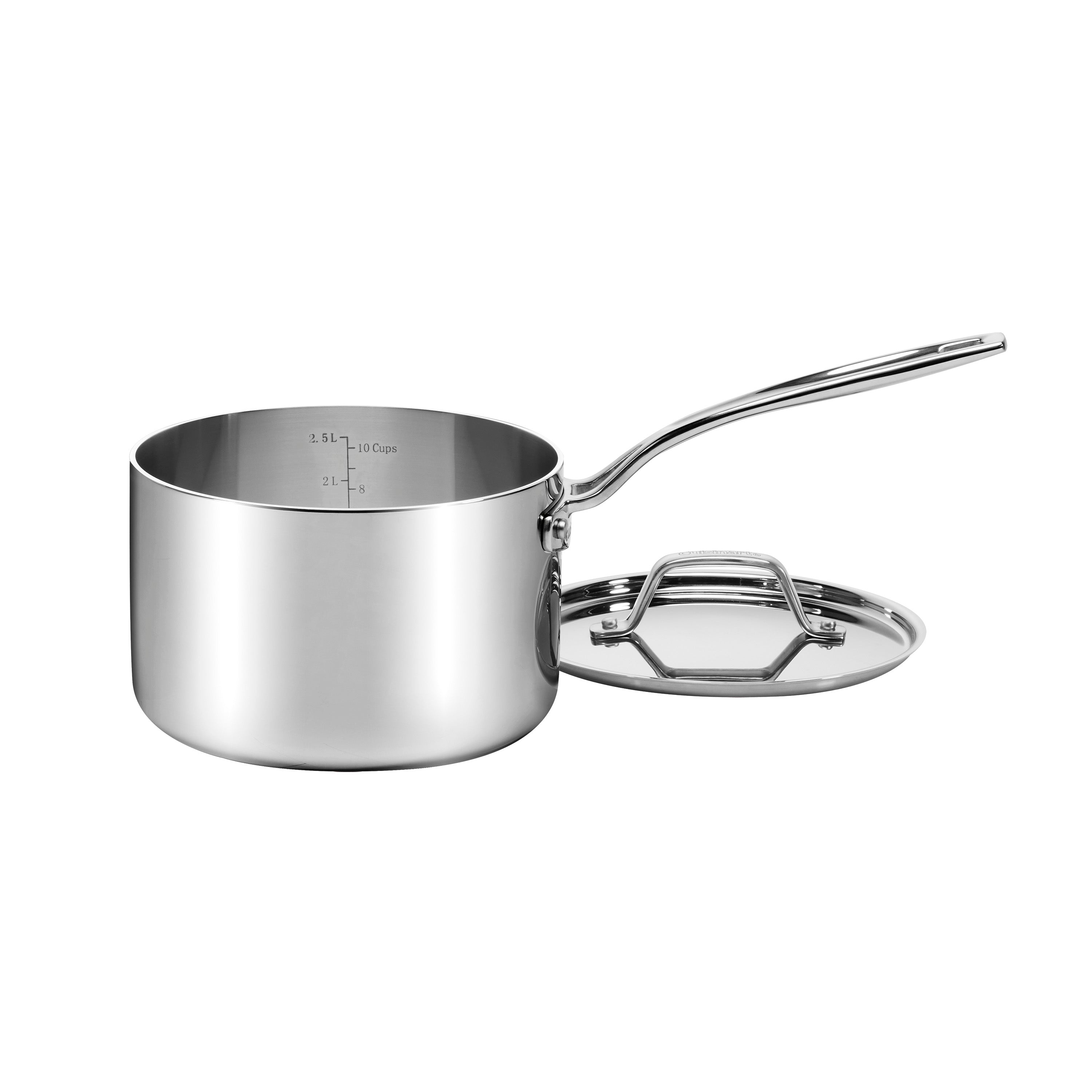 Custom-Clad 5-Ply 3 Qt. Saucepan with Cover in Stainless Steel