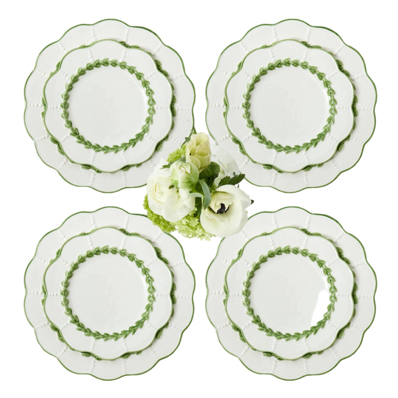 Green Viviana Dinner & Starter Plates, Set of 8