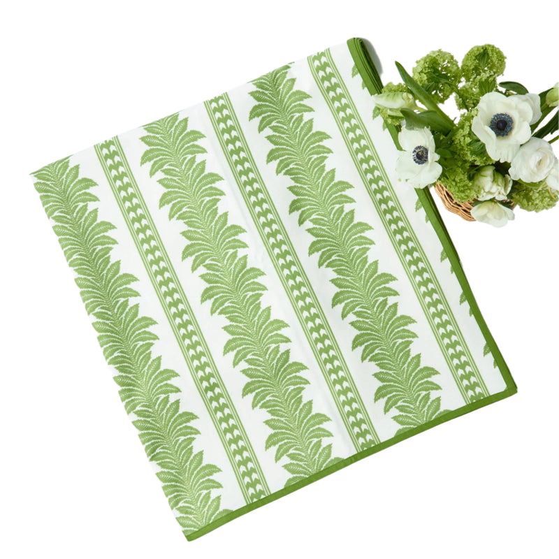 Green Fern Stripe Tablecloth