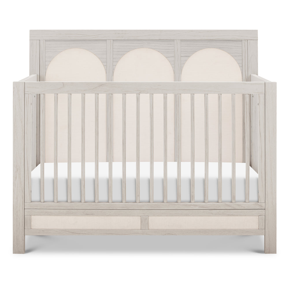 Eloise 4-in-1 Convertible Crib in White Driftwood and Performance Pearl Eco-Weave