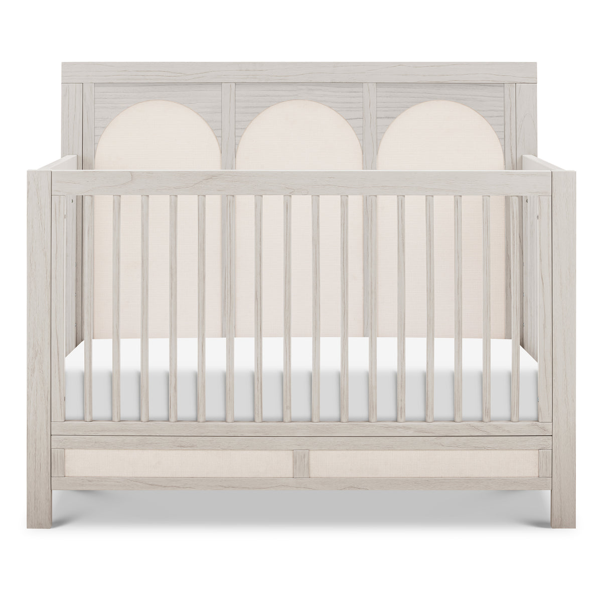 Eloise 4-in-1 Convertible Crib in White Driftwood and Performance Pearl Eco-Weave