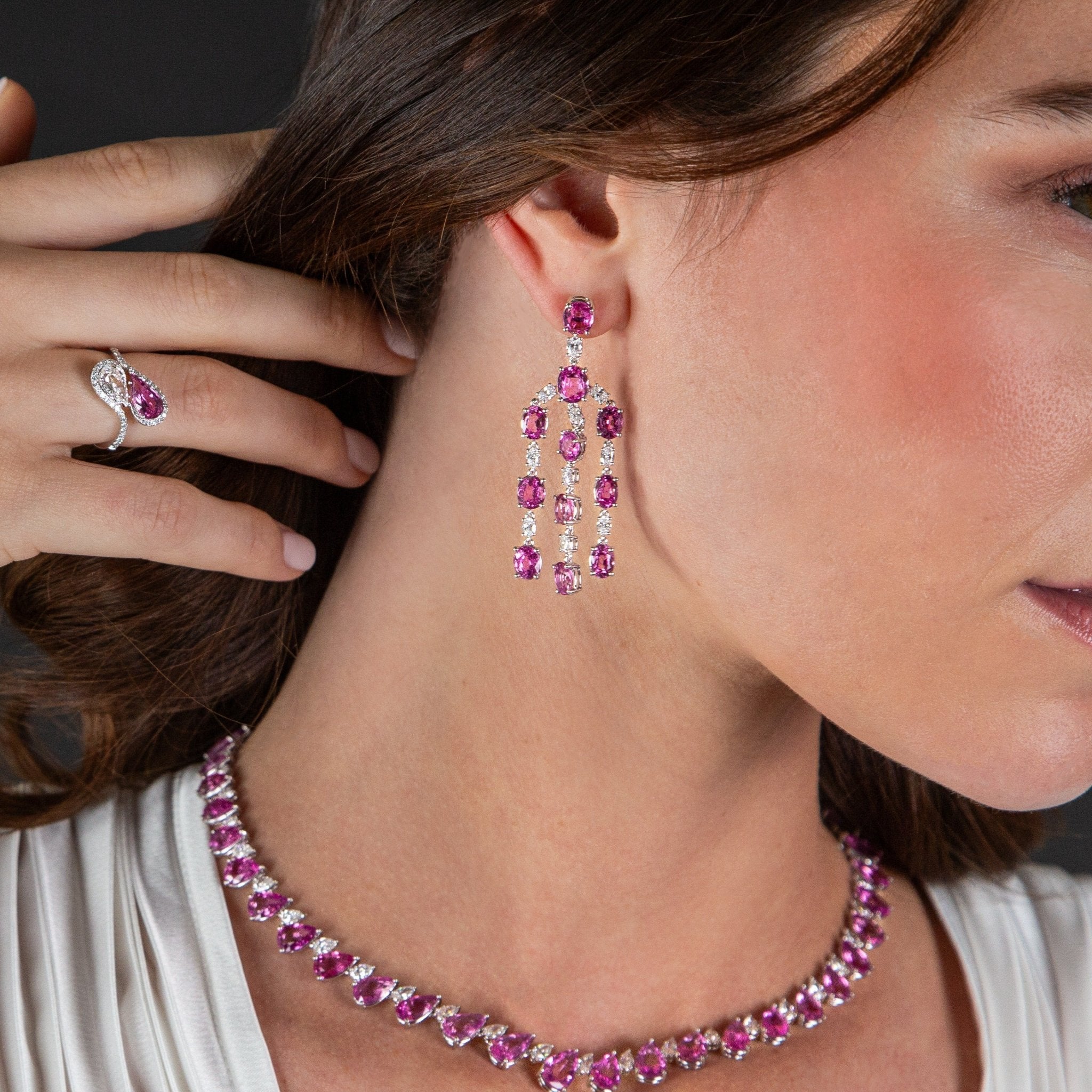 Reina Pink Sapphire Statement Earrings - High Jewelry - RUCHI New York